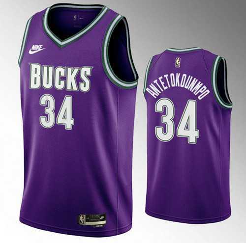 Men's Milwaukee Bucks #34 Giannis Antetokounmpo 2022-23 Purple Classic Edition Swingman Stitched Basketball Jersey Dzhi,We sell and wholesale Men's Milwaukee Bucks #34 Giannis Antetokounmpo 2022-23 Purple Classic Edition Swingman Stitched Basketball Jersey Dzhi on line form chian!